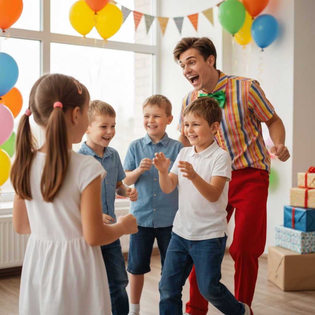 Copii jucându-se la petrecere